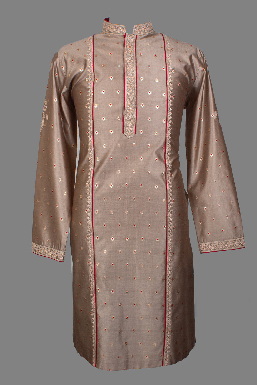 Grey Banarasi Kurta for Men | Hand & Machine Embroidered Booti Kurta | Luxury Wedding & Festive Wear