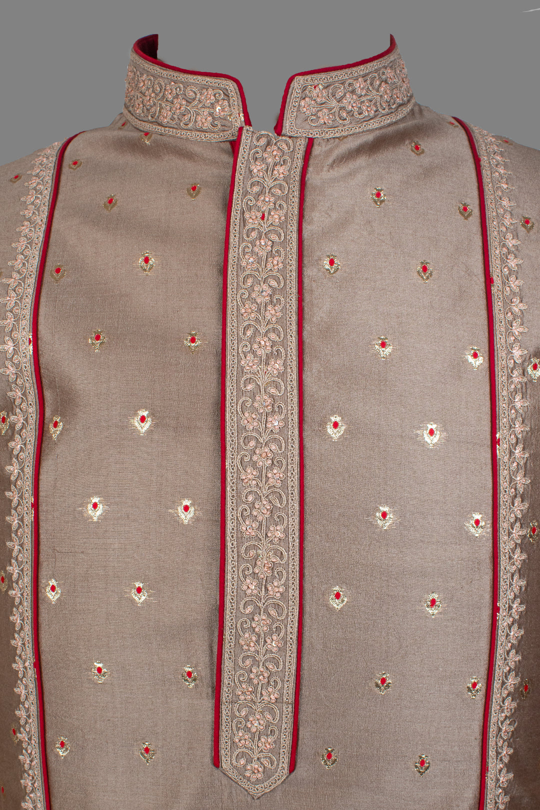 Grey Banarasi Kurta for Men | Hand & Machine Embroidered Booti Kurta | Luxury Wedding & Festive Wear