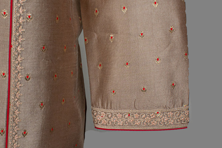 Grey Banarasi Kurta for Men | Hand & Machine Embroidered Booti Kurta | Luxury Wedding & Festive Wear
