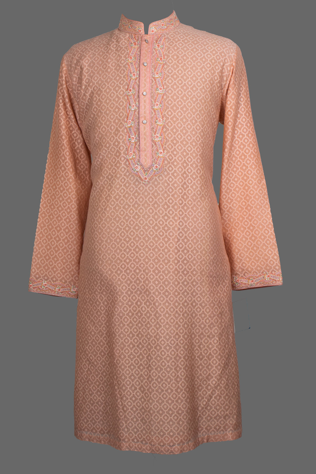 Pink Banarasi Silk Kurta for Men | Embroidered Ethnic Kurta with Churidar | Festive & Wedding Wear