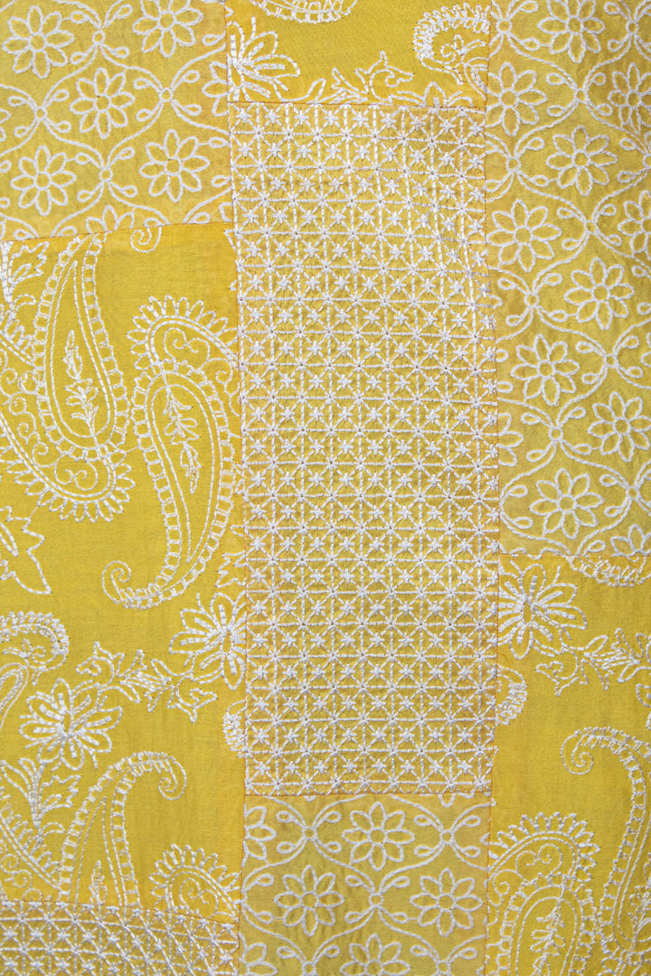 Yellow Chanderi Kurta for Men | Machine Embroidered Designer Kurta | Haldi, Wedding & Festive Wear
