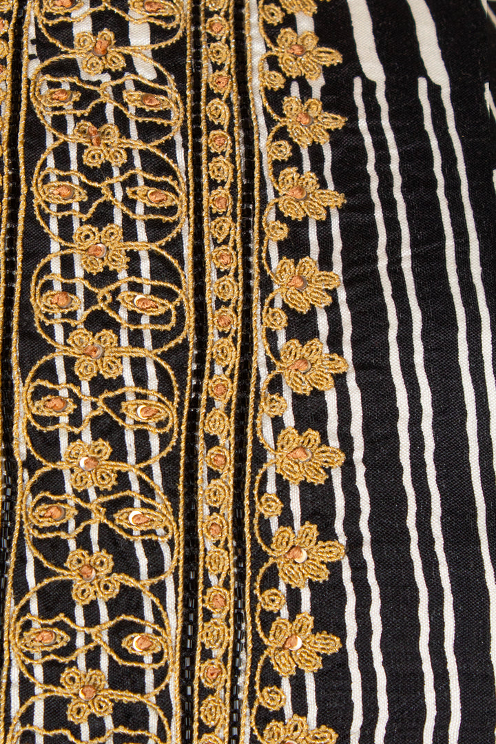 Black &amp; White Printed Silk Bundi for Men | Dori &amp; Hand Embroidered Nehru Jacket | Luxury Wedding &amp; Festive Wear