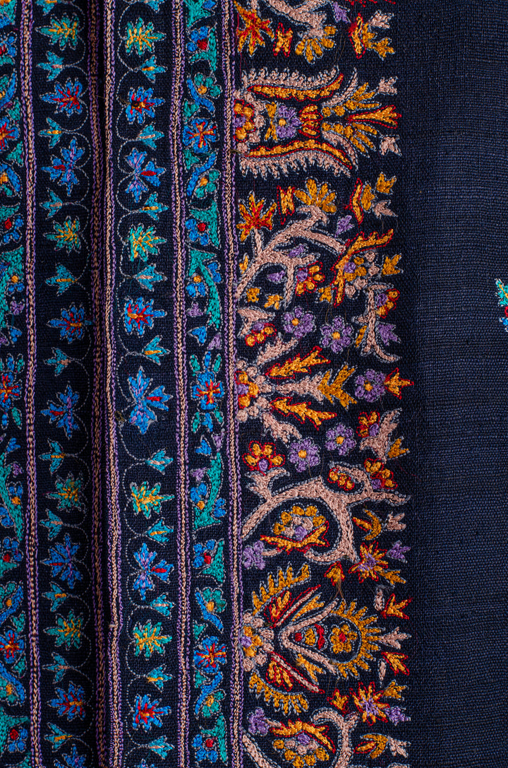Men’s Navy Blue Matka Silk Bundi with Booti Embroidery