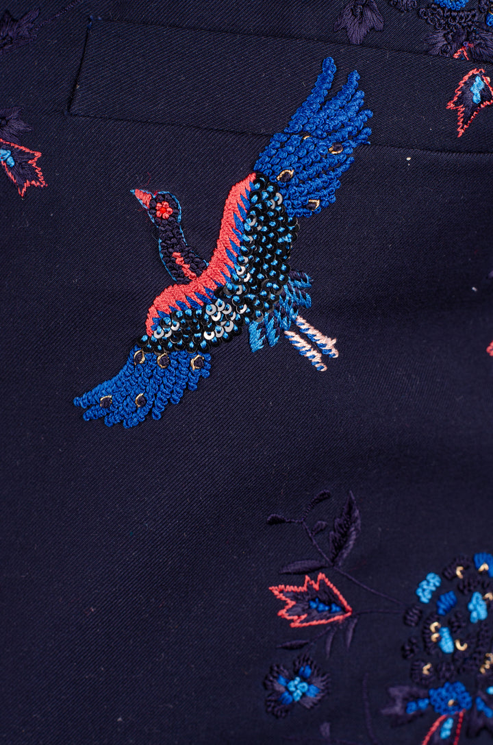 Men’s Blue Silk Bundi with Hand & Machine Embroidered Booti Work