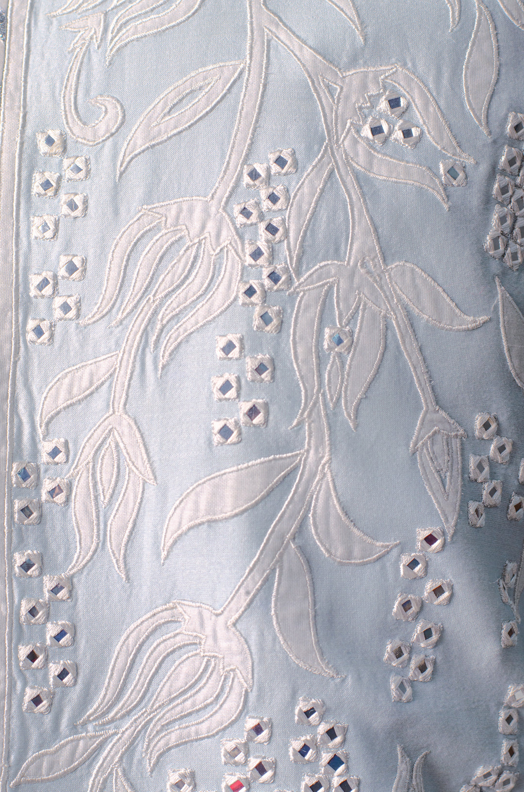 Sky Blue Chanderi Bundi for Men | Mirror Work Nehru Jacket | Designer Festive & Wedding Wear