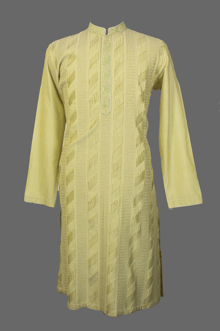 Mint Green Cotton Silk Kurta for Men | Designer Pintuck Kurta | Premium Festive &amp; Wedding Wear