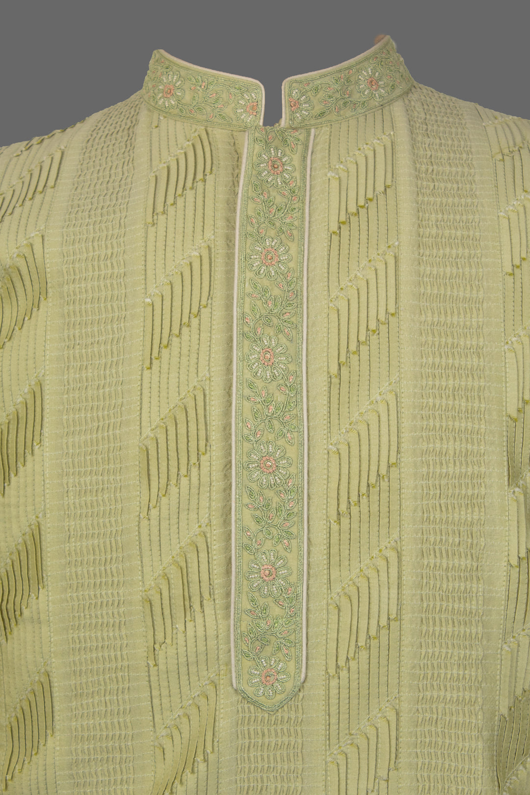 Mint Green Cotton Silk Kurta for Men | Designer Pintuck Kurta | Premium Festive &amp; Wedding Wear