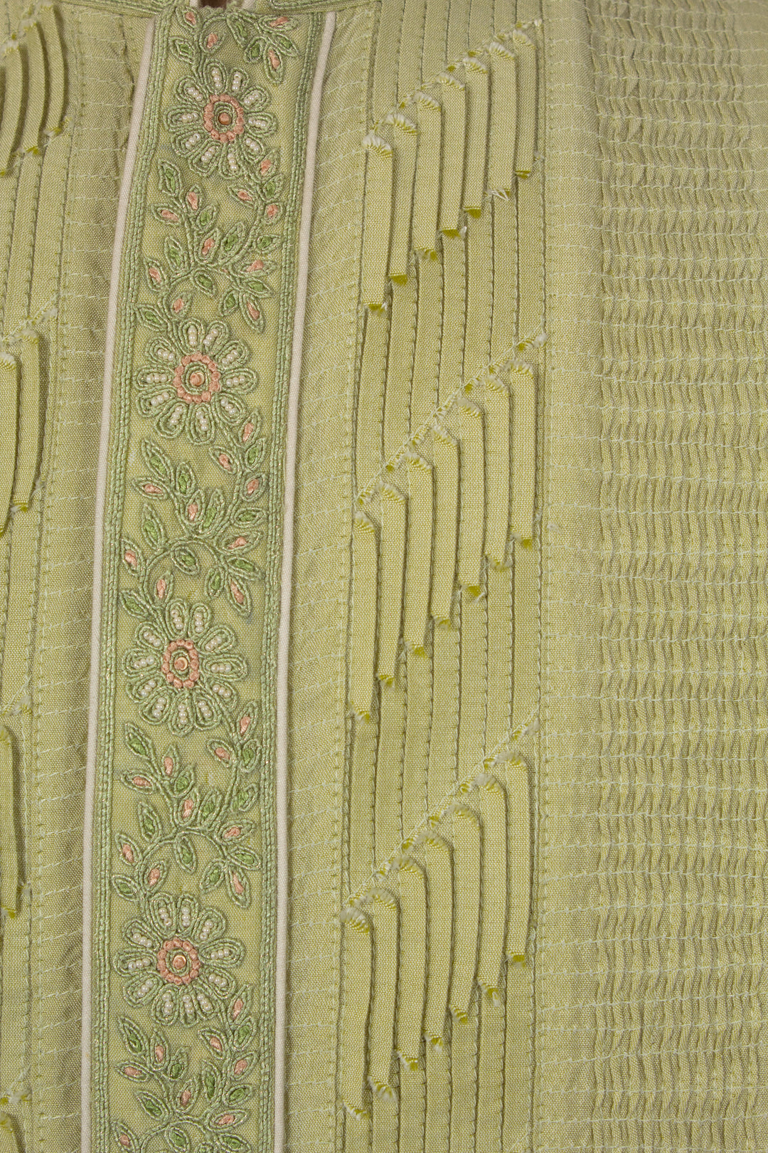 Mint Green Cotton Silk Kurta for Men | Designer Pintuck Kurta | Premium Festive &amp; Wedding Wear