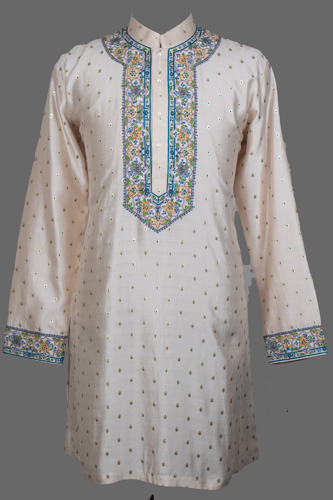 Cream Banarasi Kurta for Men | Kashmiri Embroidered Designer Kurta | Festive & Wedding Wear