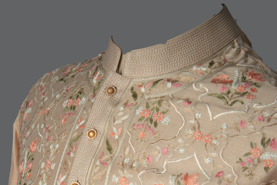 Beige Chanderi Kurta Set