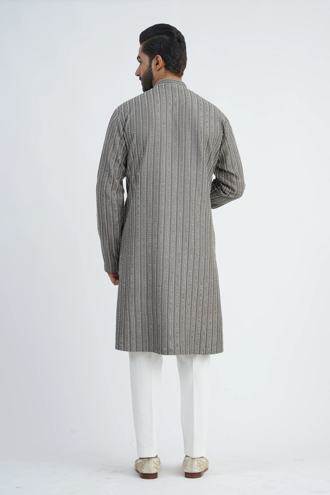 Mouse Grey Allover Sequined Kurta Set