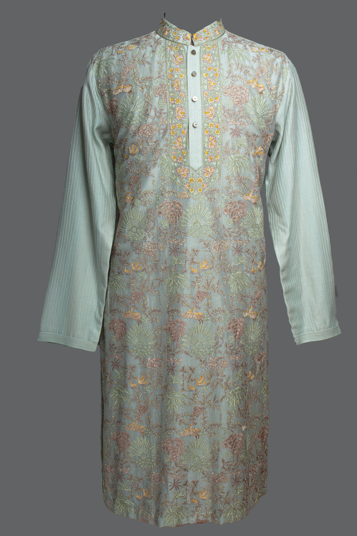 Aqua Chanderi Kurta Set