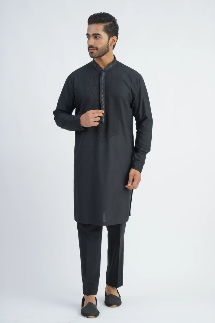 Black Sequined Bundi Kurta set