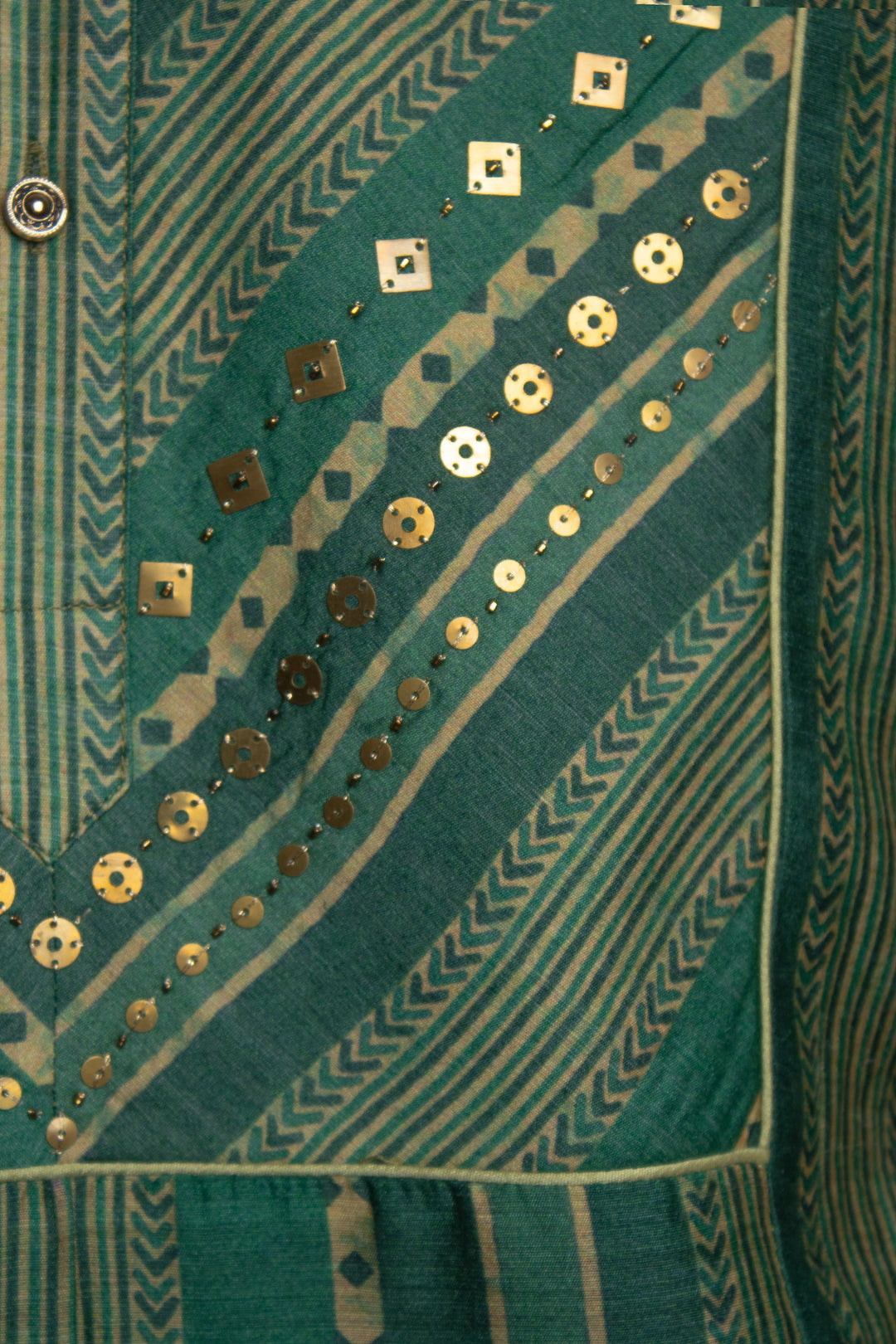 Green Silk Printed Kurta Set