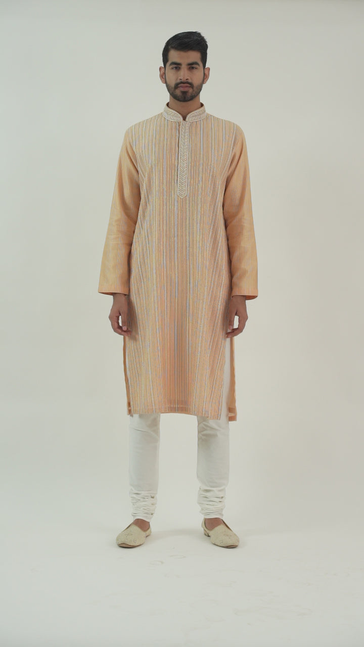 Peach Embroidered Kurta Set