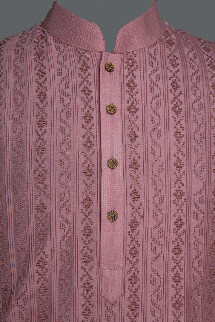 Onion Pink Cotton Silk Kurta