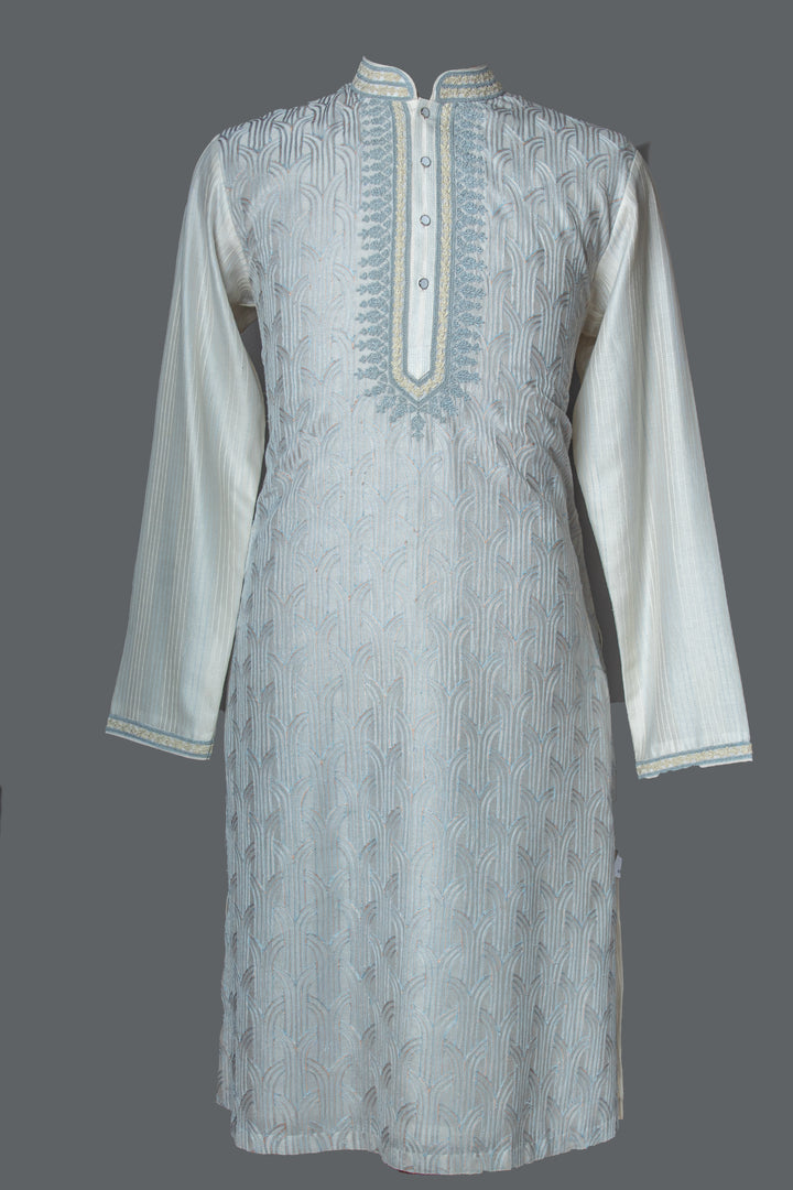 Off-White Chanderi Kurta with Aari & Dori Embroidery