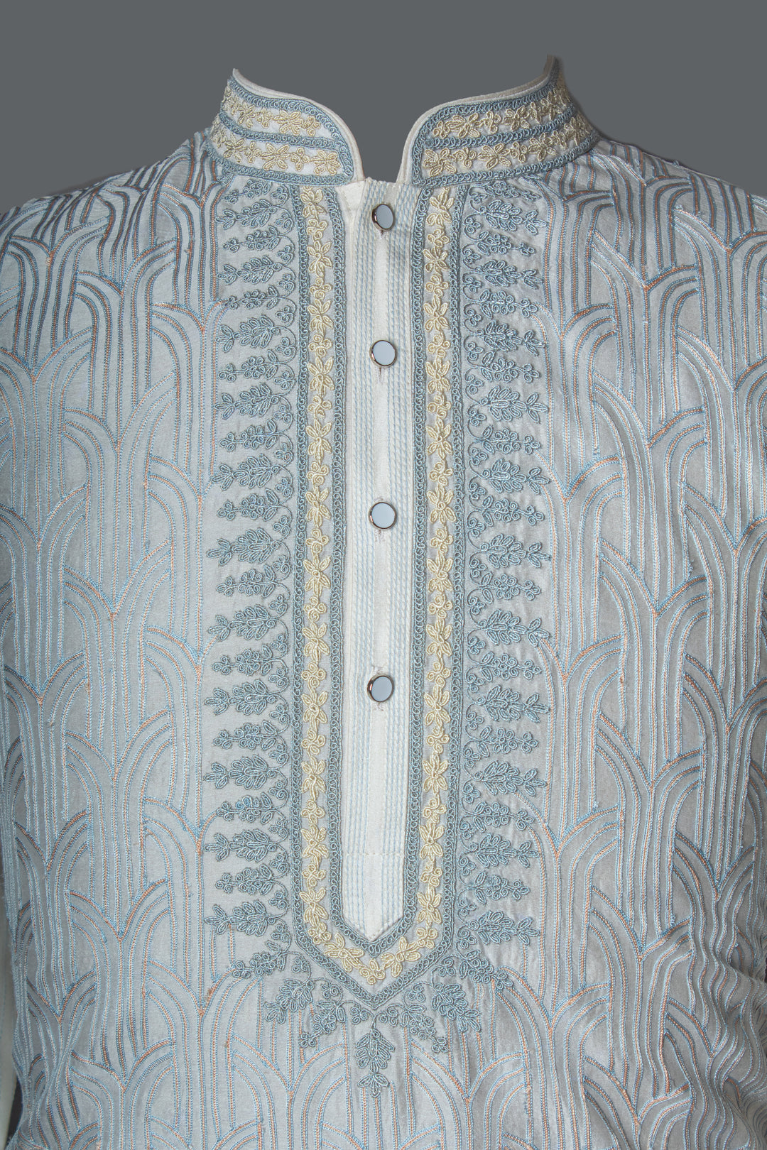 Off-White Chanderi Kurta with Aari & Dori Embroidery