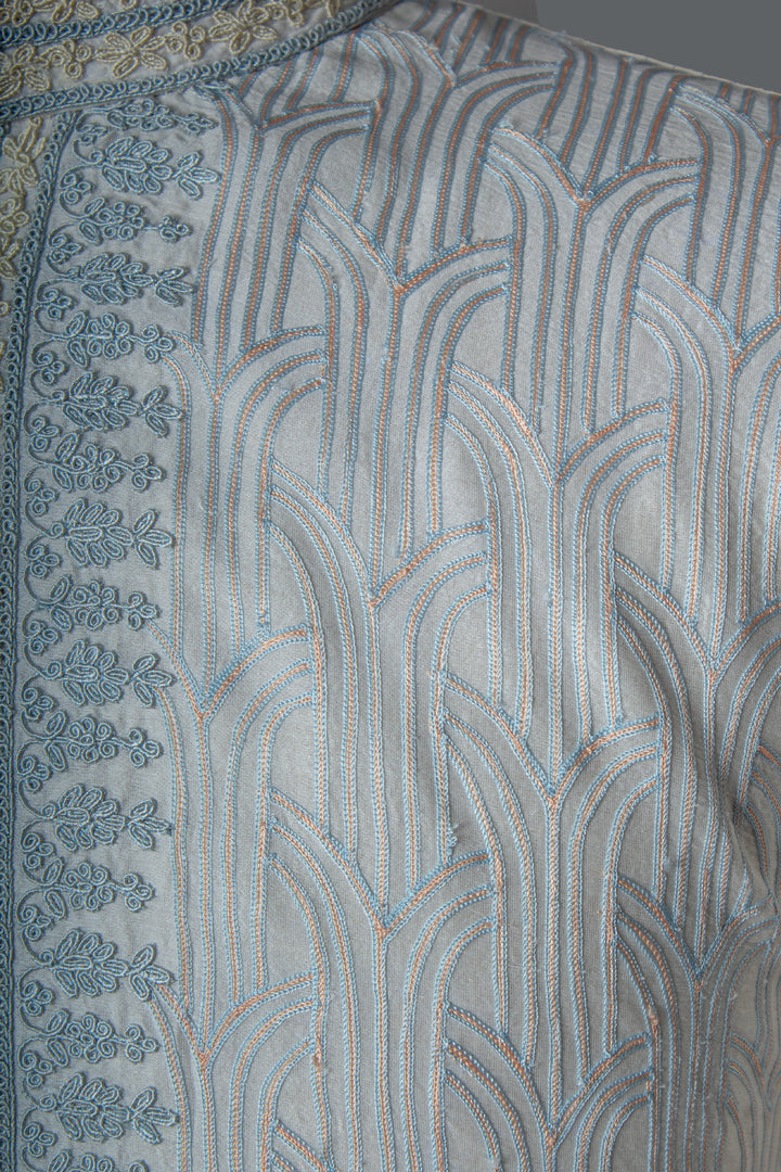 Off-White Chanderi Kurta with Aari & Dori Embroidery