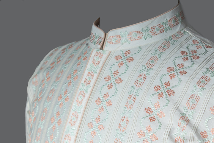 Cream Cotton Silk Kurta Set